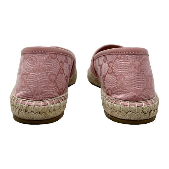 Gucci Pink Monogram Canvas Espadrille Flats – Size 37.5 - Picture 6 of 10